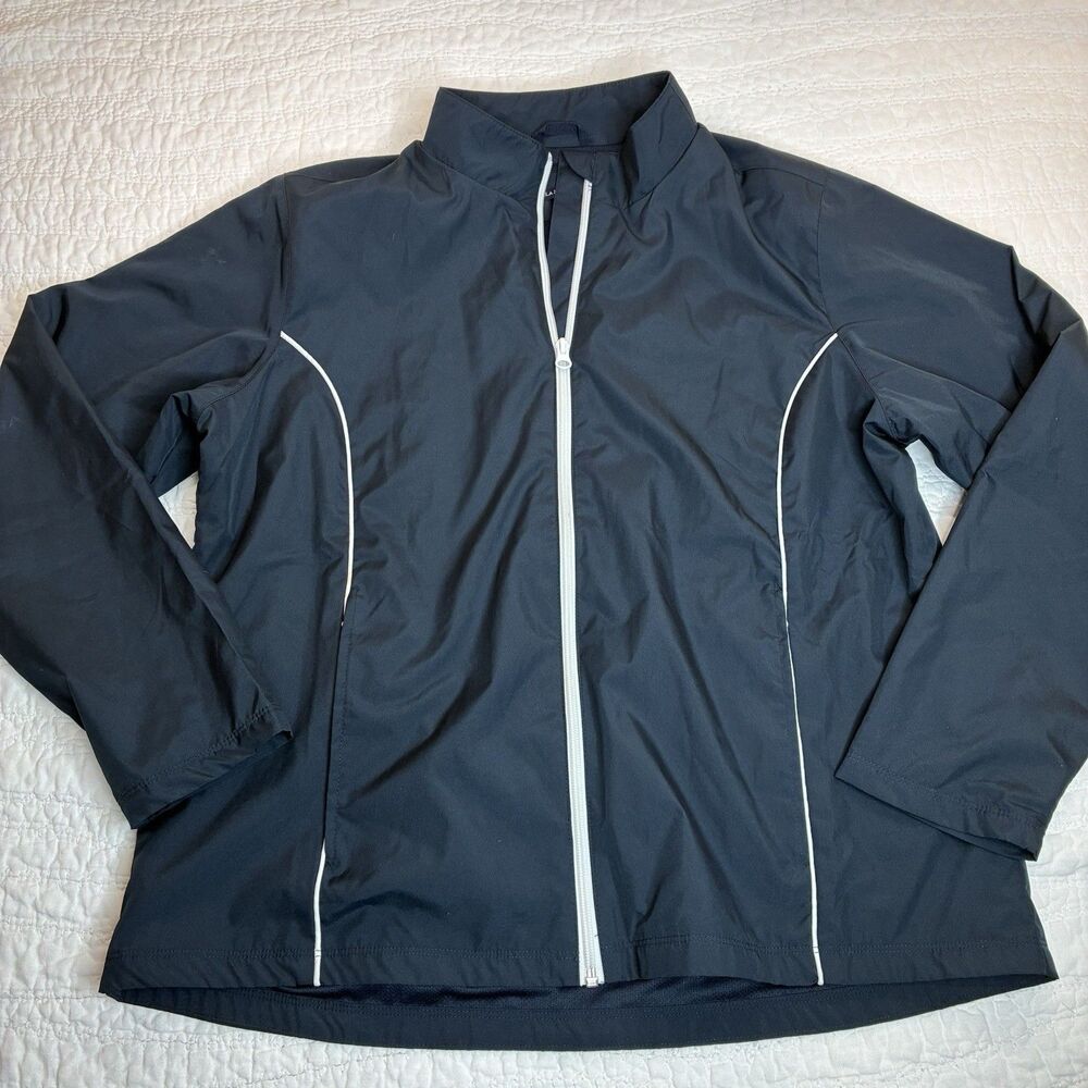 Lands End womens windbreaker full-zip Sz L athleisure minimalist classic sporty